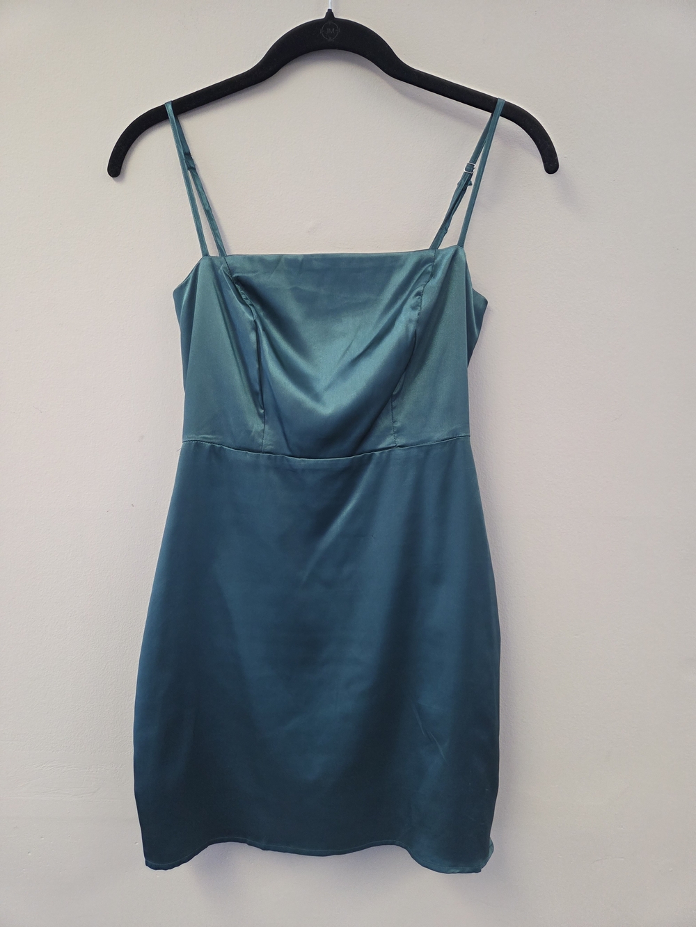 Lulu's Teal Satin Slip Dress with Adjustable Straps